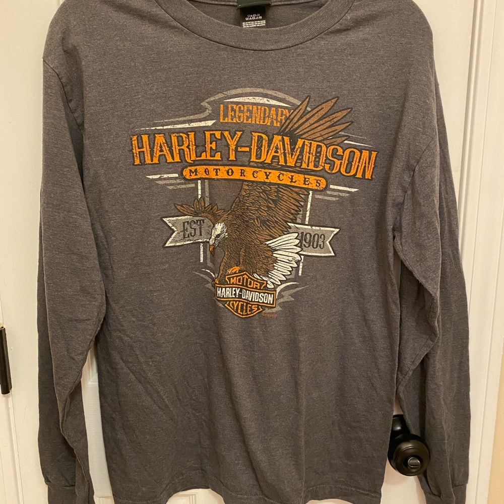 Harley-Davidson Charcoal Long Sleeve Tee with Eagle Graphic